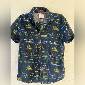 Denim & Flower Dark Blue Island Print Shirt